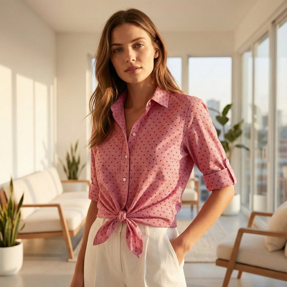 American sweetheart fuchsia button down‎ shirt
